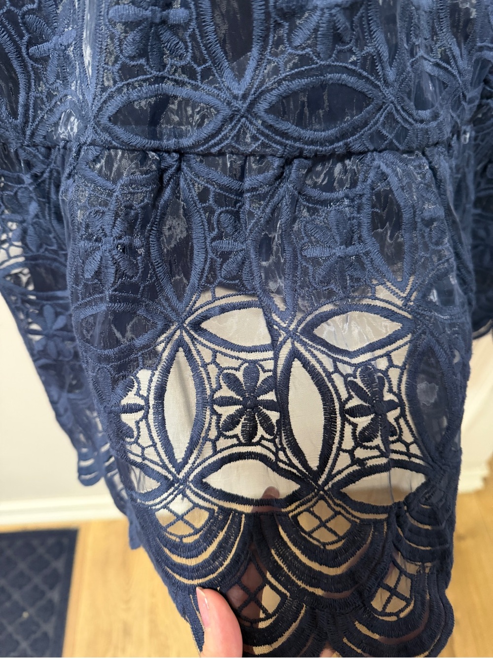 Tuckernuck Navy Lace Ruffle-Trim Midi Dress - Picture 7 of 7